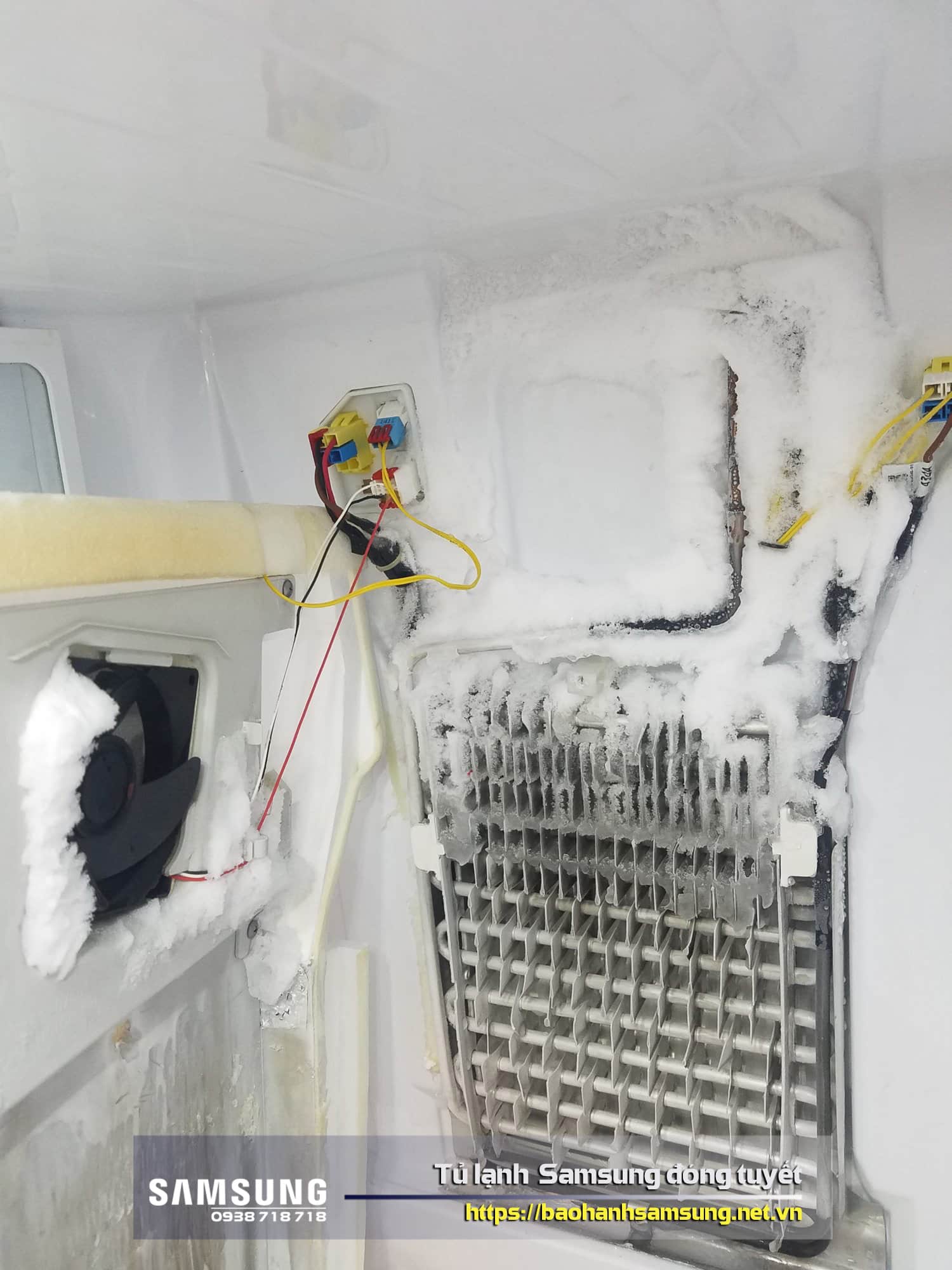 Hệ thống rã đông không hoạt động nên tủ lạnh Samsung bị đóng tuyết